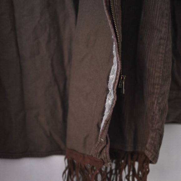 Vintage 90’s Old Navy Brown Fringe Zipped Corduroy Jacket Size M(men’s) Y2K Boho - Picture 6 of 10